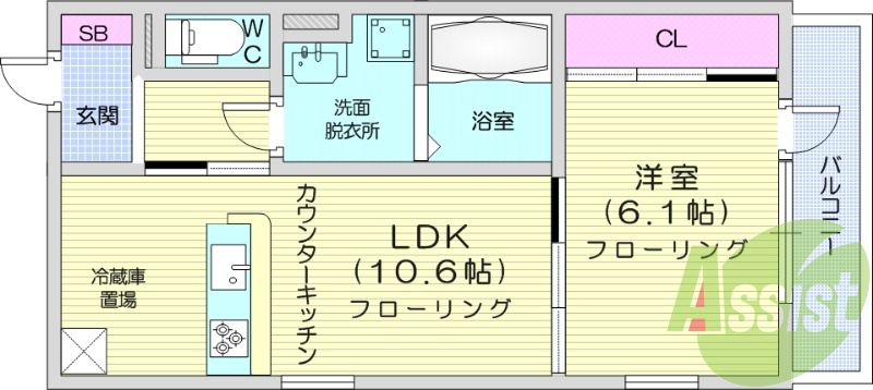 1LDK、独立洗面台、温水洗浄便座、浴室乾燥、追い焚き機能