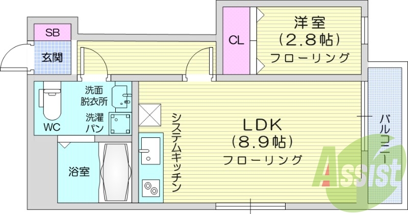 1LDK、追い焚き、ネット無料、IH、独立洗面台。