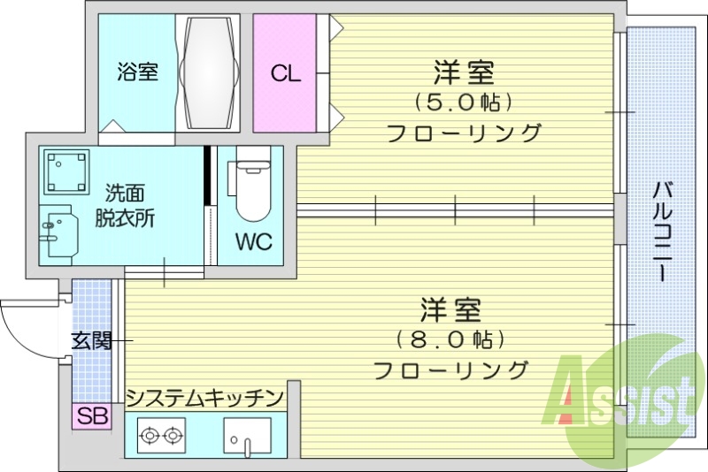 １LDK、エアコン、独立洗面台、追い焚き、