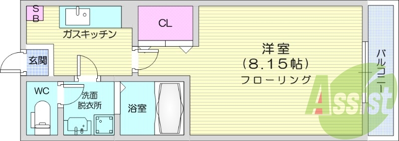 1*、南東向き、クローゼット、バルコニー、ネット無料