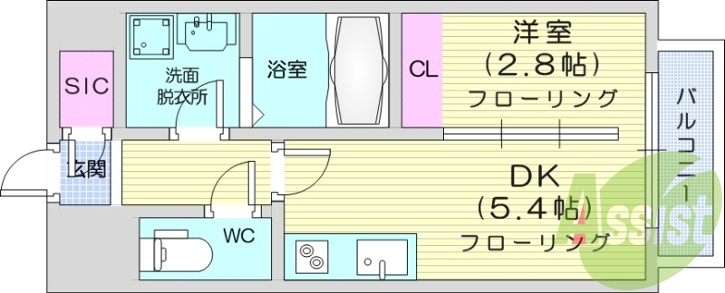 1DK、宅配ボックス、防犯カメラ、オートロック、