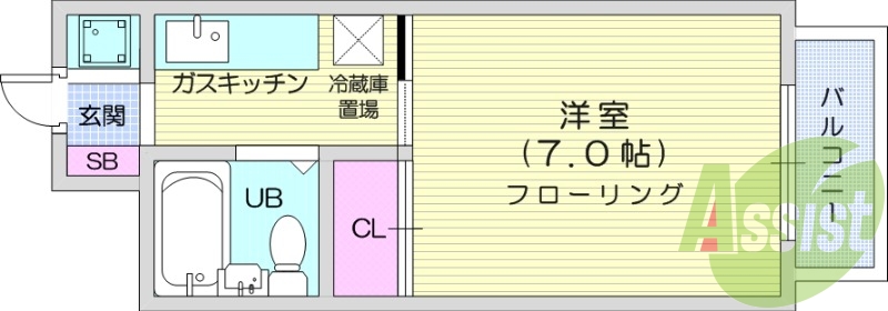 写真は別室です。1K、バストイレ同室、フローリング、収納
