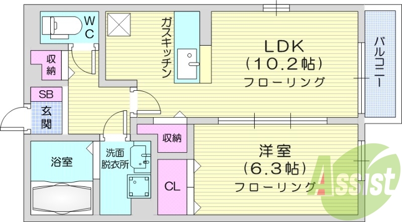 1ＬＤＫ、独立洗面、ネット無料、エアコン、カウンターキッチン