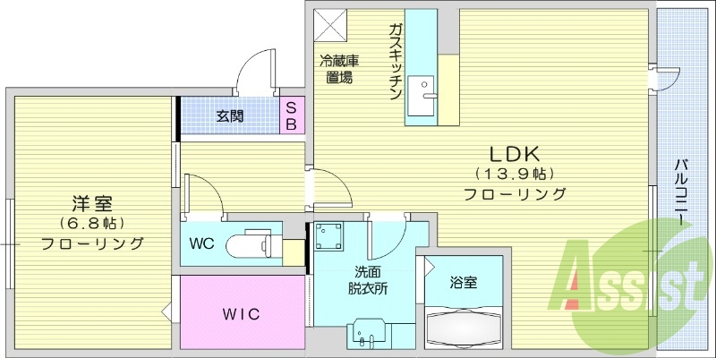 1LDK、システムキッチン、オートロック、宅配ボックス