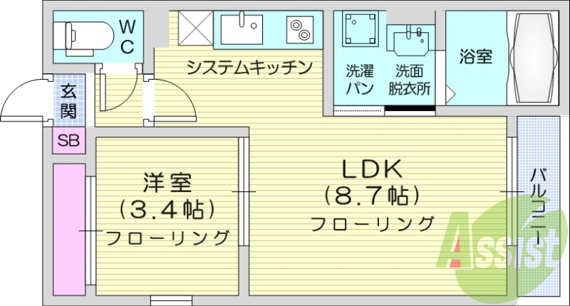 1LDK、IH、宅配BOX、浴室乾燥機、追い焚き。