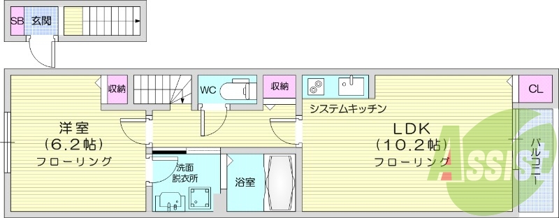 1LDK、インターネット無料、IHクッキングヒーター。