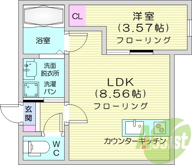 1LDK、エアコン2台、防犯カメラ、オートロック、追い焚き