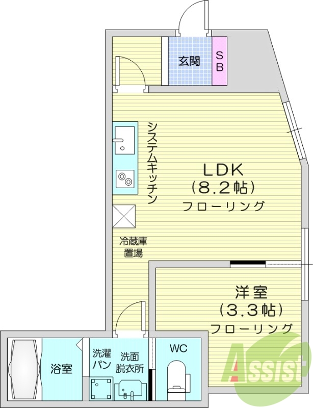 1LDK、追い焚き機能、浴室乾燥、独立洗面台