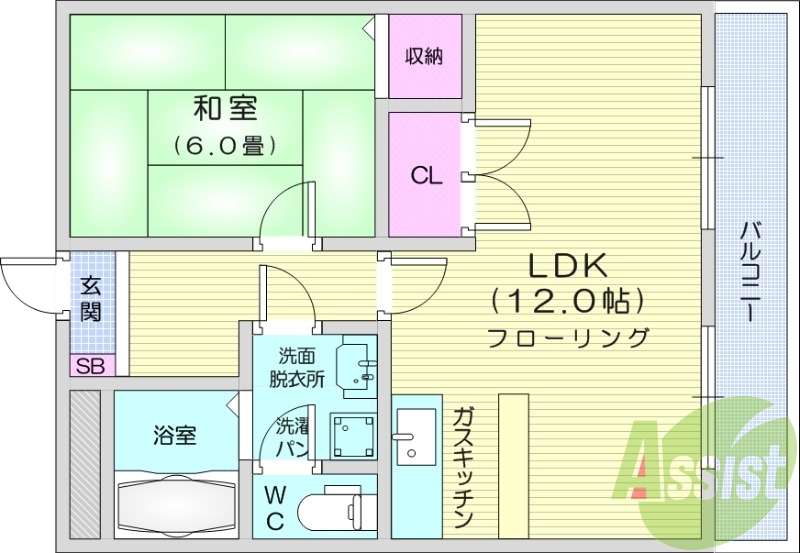 1LDK、ペット可、エアコン、洗面所独立、追い焚き機能