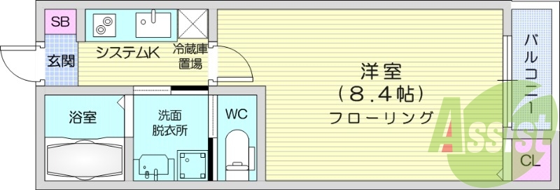 １K、追い焚き機能、温水洗浄便座、エアコン、洗面台独立