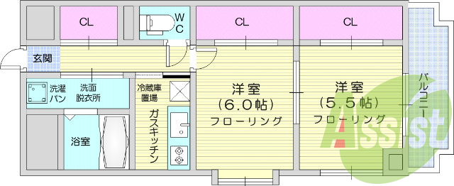 2K、都市ガス、エアコン、エレベーター、光ファイバー