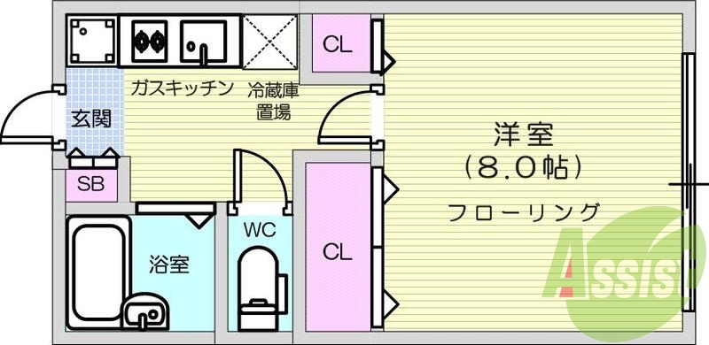 1Ｋ、バス・トイレ別、浴室乾燥、光ファイバー