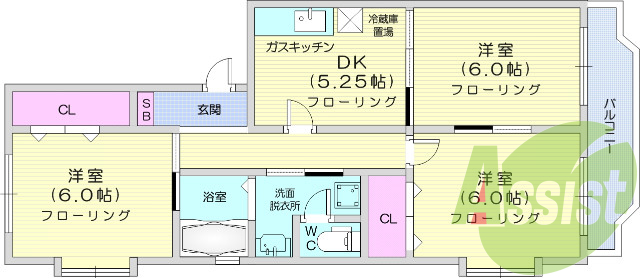 3DK、モニター付きインターホン、エアコン