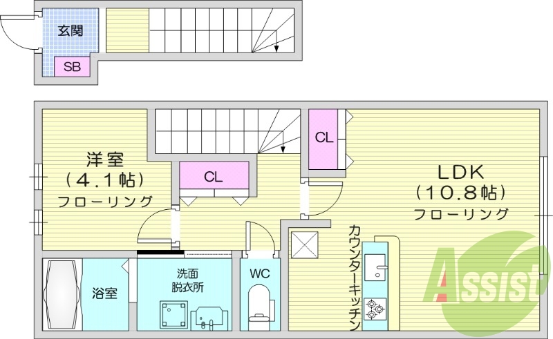 1LDK、独立洗面台、インターネット利用料不要