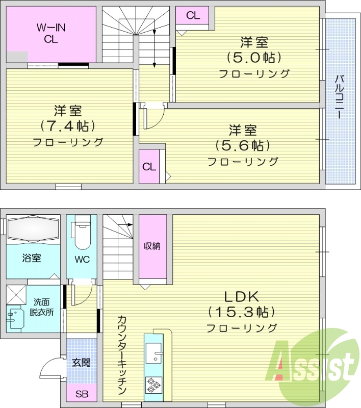 3LDK、システムキッチン、防犯シャッター