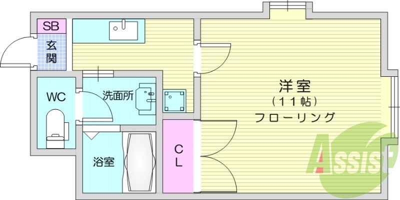 1K、エアコン、角部屋、カメラ付きインターホン