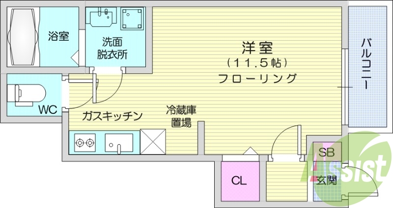 1R、インターネット無料、浴室乾燥機、エアコン。