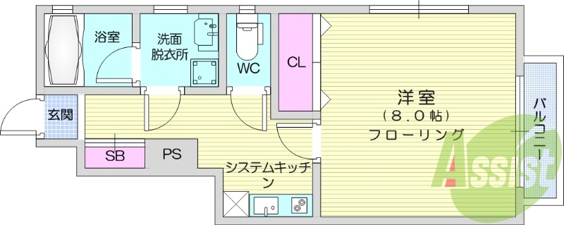 1K、モニター付きインターホン、バストイレ別、温水洗浄便座