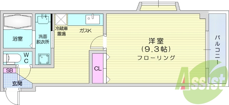 1K、エアコン、バストイレ別、独立洗面台、収納、ネット無料
