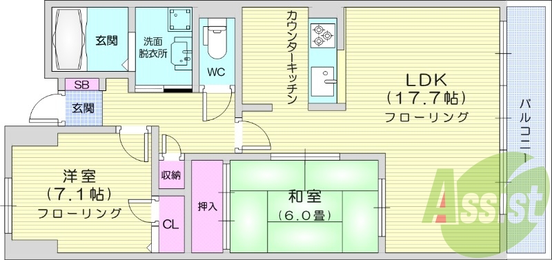 ２LDK、インターネット無料、追い焚き、温水洗浄便座