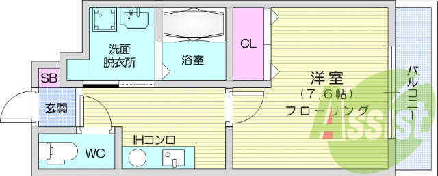 1Ｋ、ＩＨコンロ、追焚機能、地デジ対応、バストイレ別、給湯