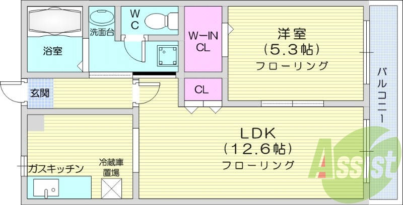 1LDK、エアコン、バストイレ別、追い焚き機能