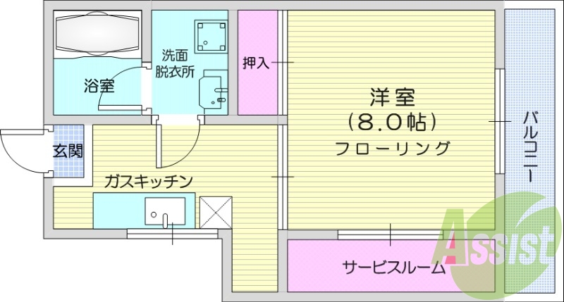 １SK、南向き、角部屋、インターネット無料、光ファイバー