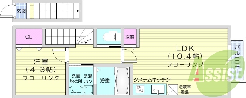 1LDK、温水洗浄便座、独立洗面台、追い焚き機能