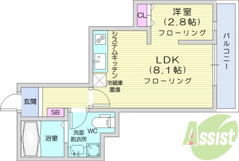 1LDK、インターネット無料、宅配ボックス