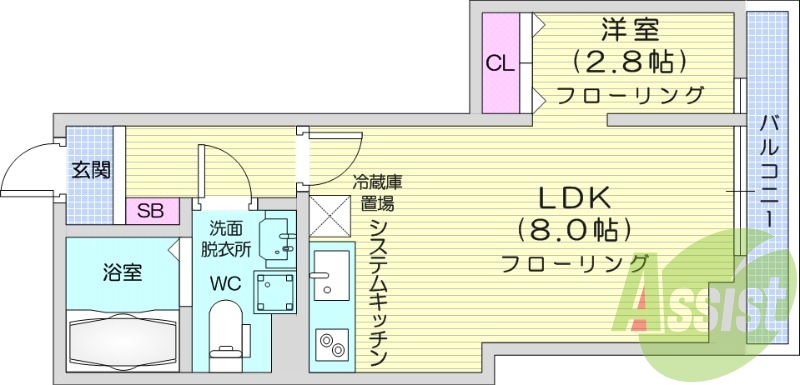 1LDK、インターネット無料、宅配ボックス