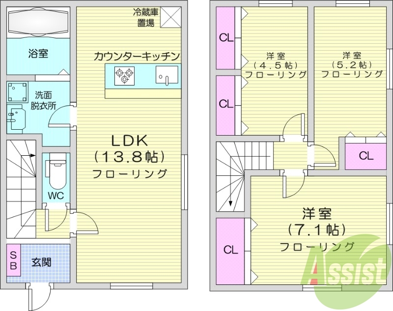 ３LDK、メゾネット、ペット相談、ネット無料