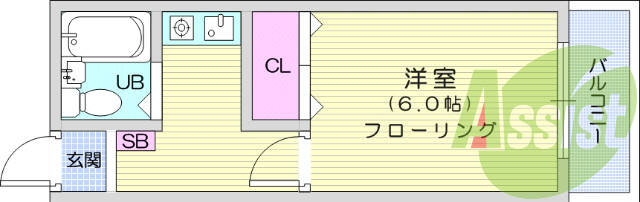 1K、エアコン、室内洗濯機置場、トイレ浴室別、クローゼット