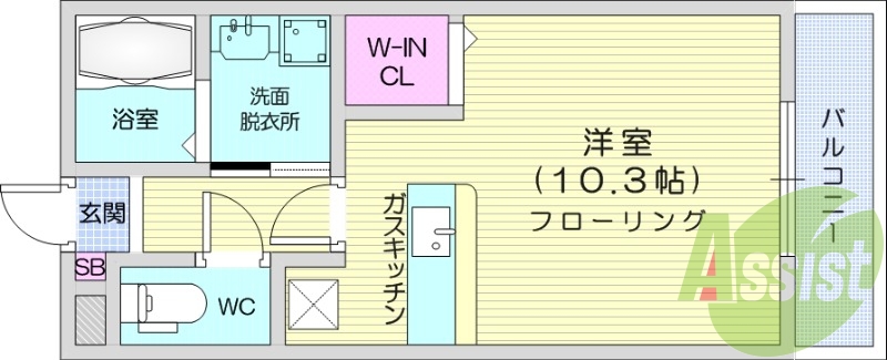 1R、インターネット無料、エアコン、収納、独立洗面台