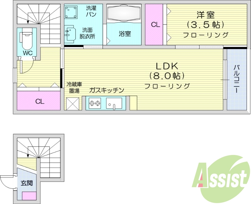 1LDK、フローリング、浴室乾燥機、インターネット無料！