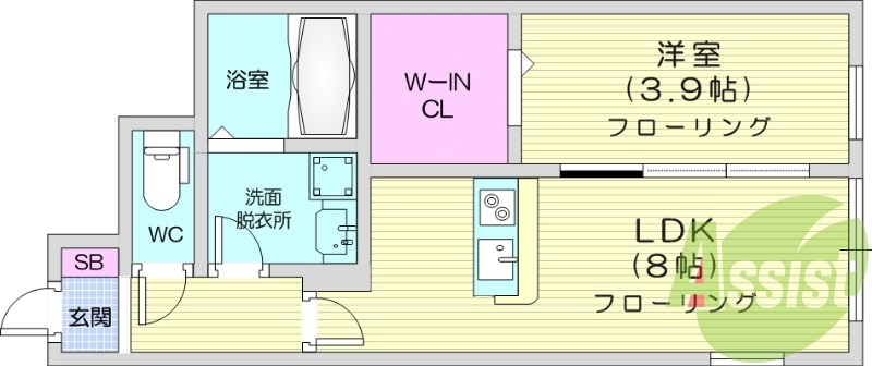 1LDK、ウォークインクローゼット、カウンターキッチン！