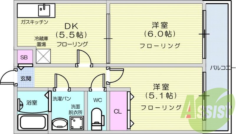 ２K、エアコン、温水洗浄便座、独立洗面台、追い焚き機能