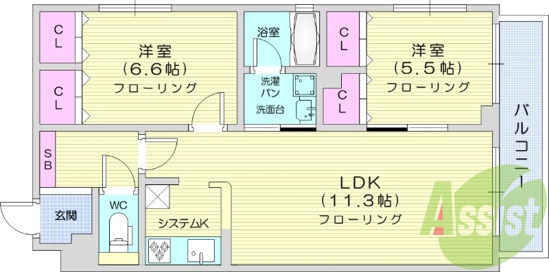 写真は別室です。2LDK、追い焚き機能、エアコン2基