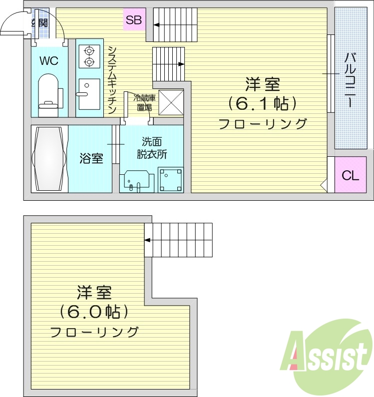 1K、ネット使用料無料、2口ガスコンロ、ロフト