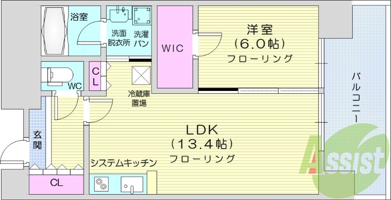 １LDK、バストイレ別、浴室乾燥付き、追い焚き機能