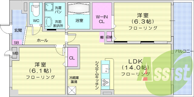 2LDK・オートロック・ウォークインクローゼット