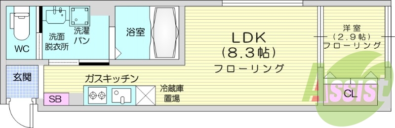 1LDK、浴室乾燥機、追い焚き給湯、ネット無料、照明器具
