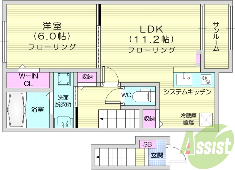 1LDK、エアコン、バストイレ別、ペット可、都市ガス