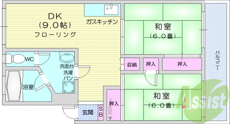 ３K、追い焚き機能、バストイレ別、独立洗面台