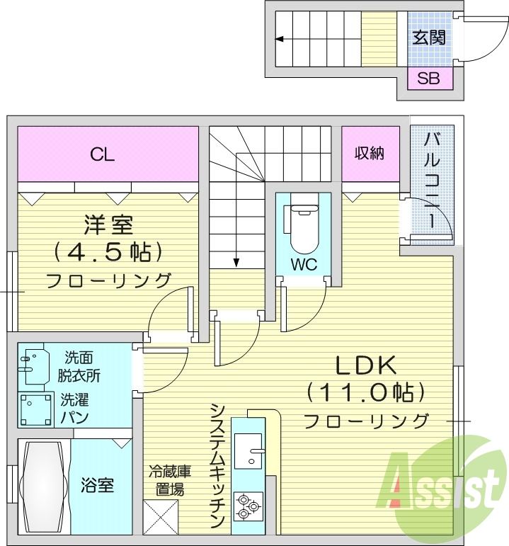 1LDK、ペット飼育相談可、宅配ボックス、室内物干し