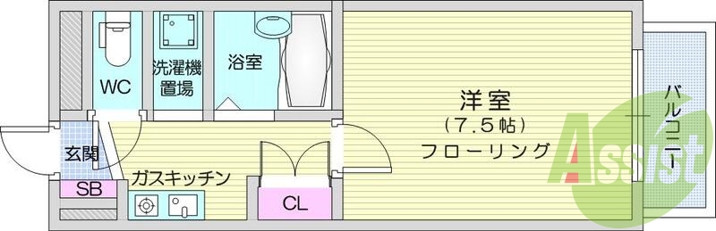 1DK、プロパンガス、バルコニー、エアコン、給湯