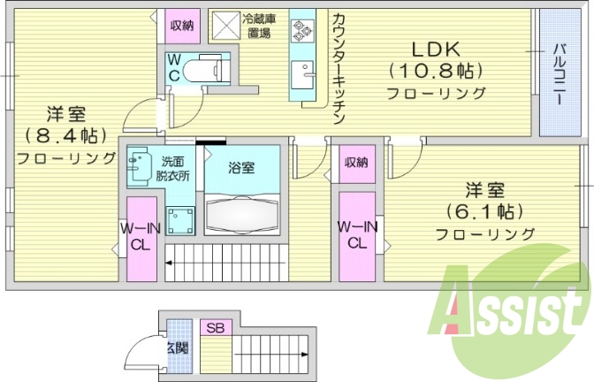 2LDK、ホームセキュリティ、防犯カメラ、バルコニー