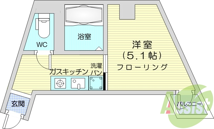 1K、ミニ冷蔵庫付き、インターネット無料