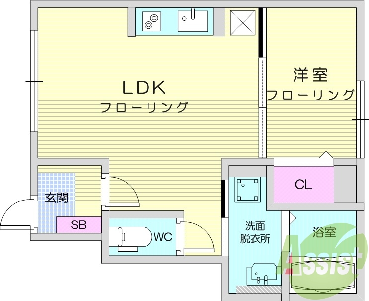 １LDK、都市ガス、ネット無料、宅配BOX