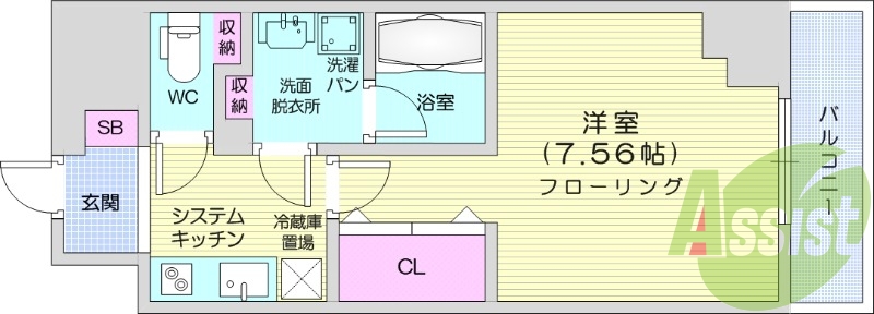1K、オートロック、浴室乾燥機、オートバイ駐輪場