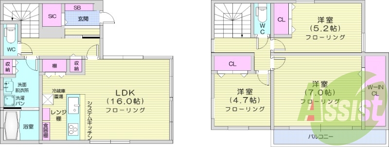 3LDKｍフローリング、オール電化、敷地内駐車場2台！